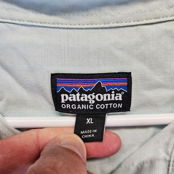 Patagonia Shirt Mens Size XL Blue Organic Cotton‎ Short Sleeve Button Up - Picture 6 of 11
